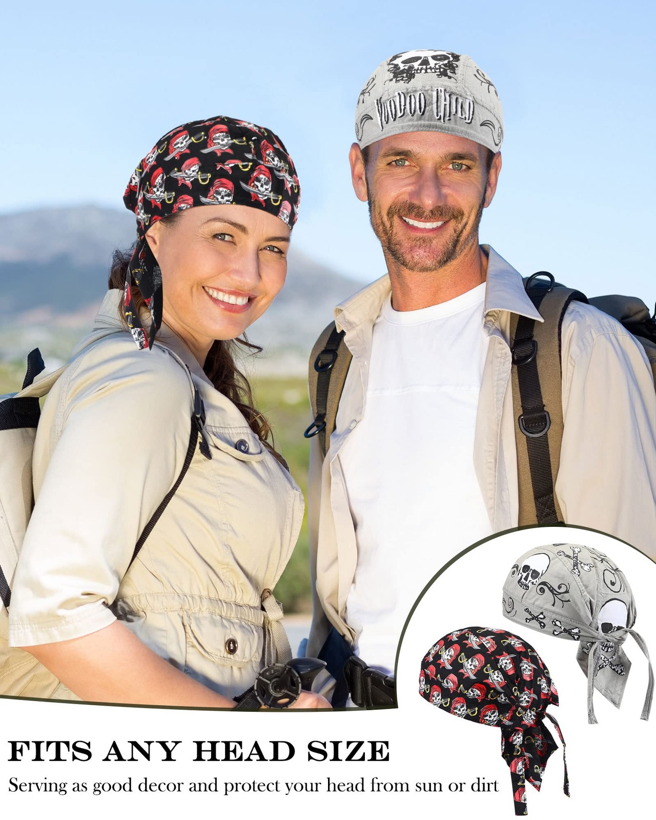 Foaincore 8 Pack Do Rag Skull Caps for Men Sweat One Size, Multicoloured