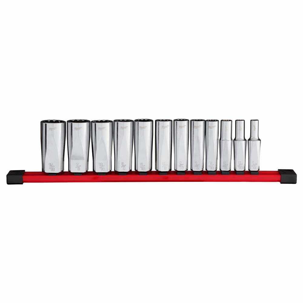 Milwaukee 48-22-9421 12pc 3/8in Drive 12-Point Deep SAE Socket Set