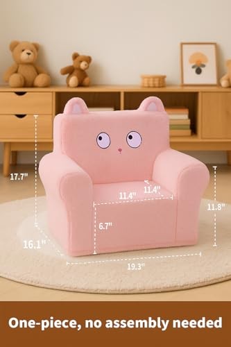 Cute Animal Toddler Foam Chair, Soft Faux Rabbit Fur, Comfy Toddler Lounge