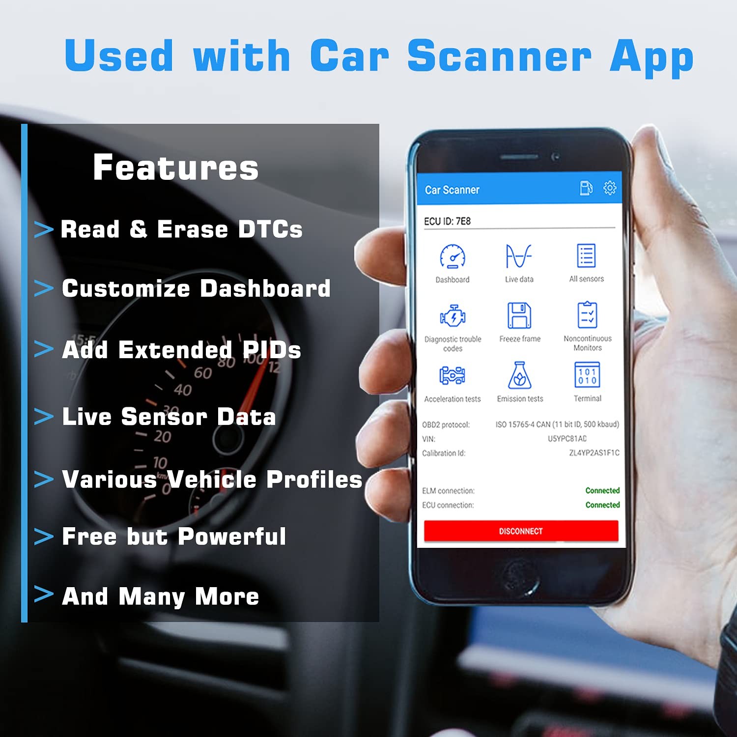 Veepeak Mini Bluetooth OBD2 Scanner for 3.0 Android ONLY, Blue