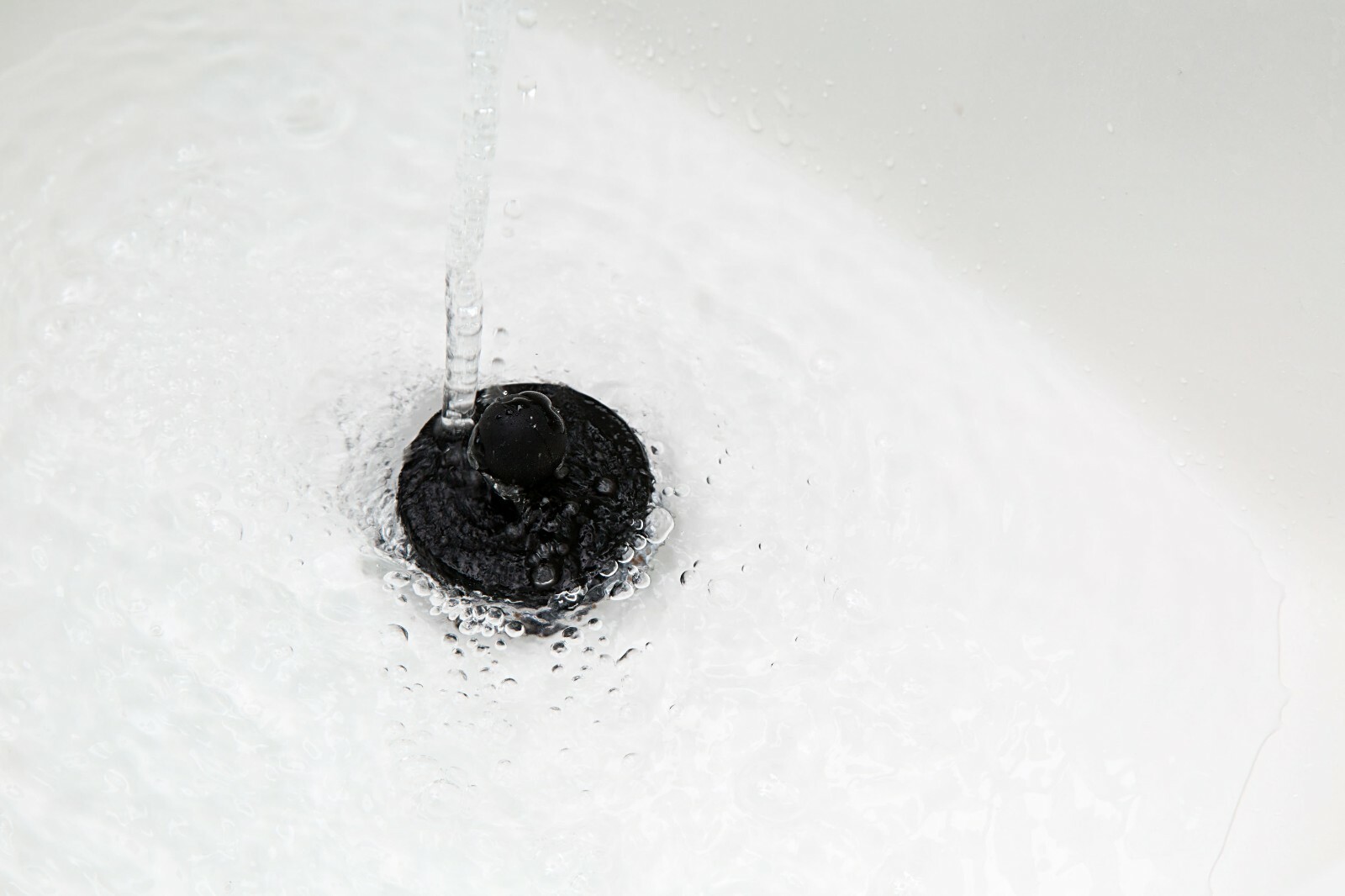 SinkShroom Black Strainer Drain Protector Hair Catcher w/ Stopper Plug for Sinks