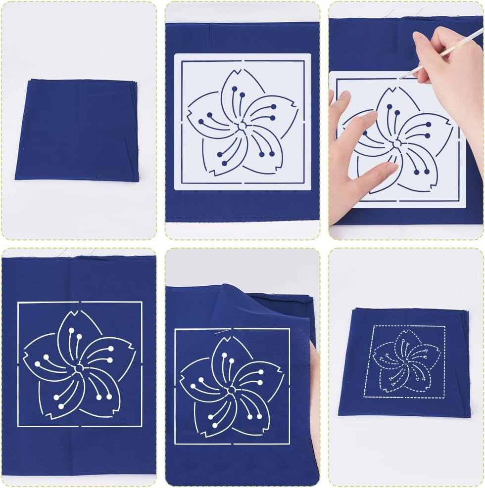 Sashiko Embroidery Stencils Sashiko PET Stencil Flowers Embroidery Patterns Sten