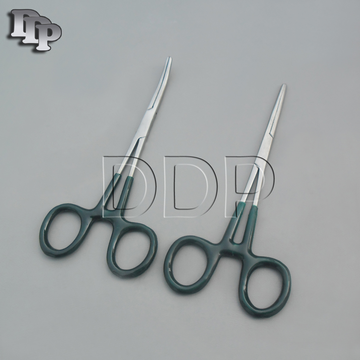 Hemostat Pean Forceps Surgical Green Dep Handle 7" Straight + Curved