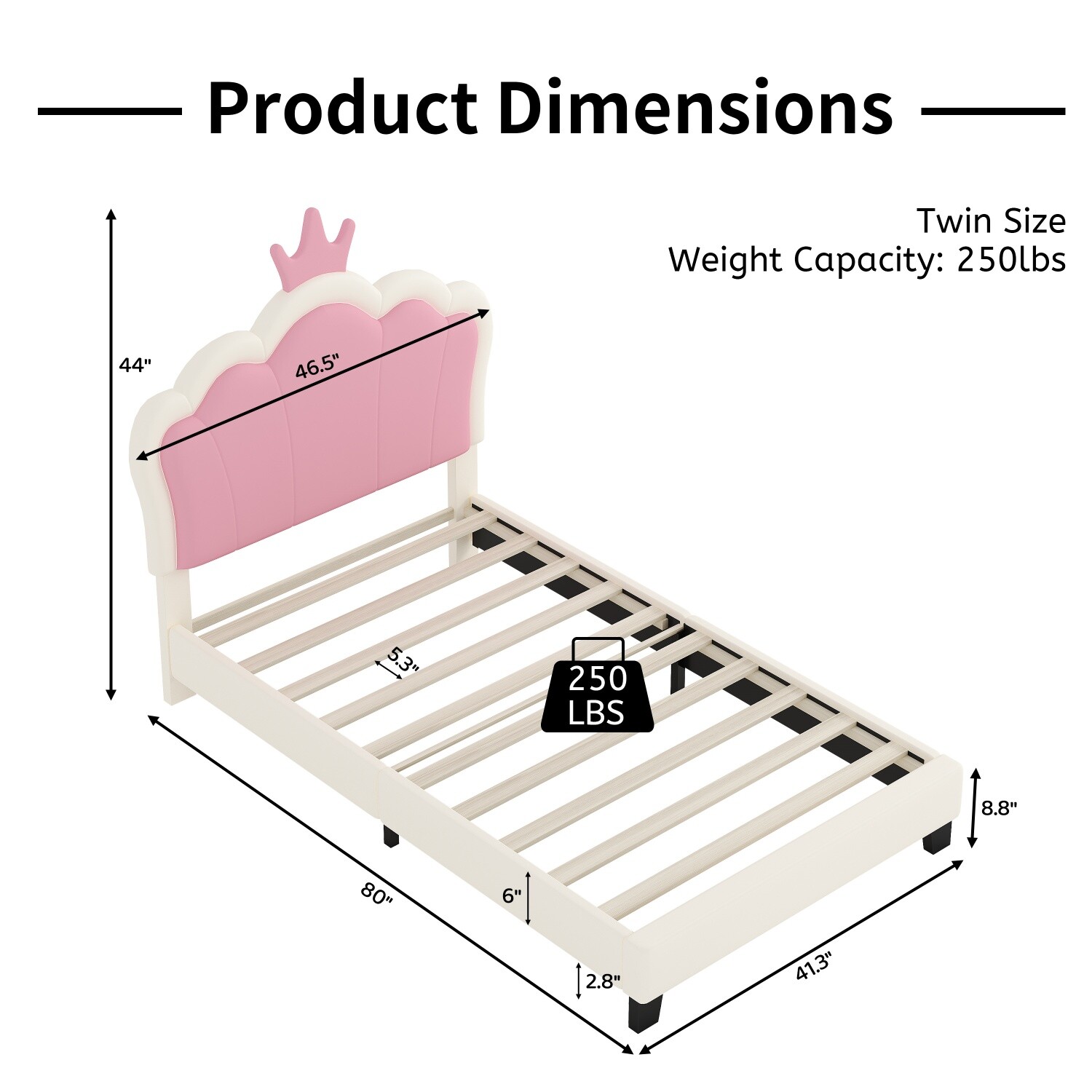 Twin/Full Size Bed Frame PU Upholstered Platform Bed w/ Headboard