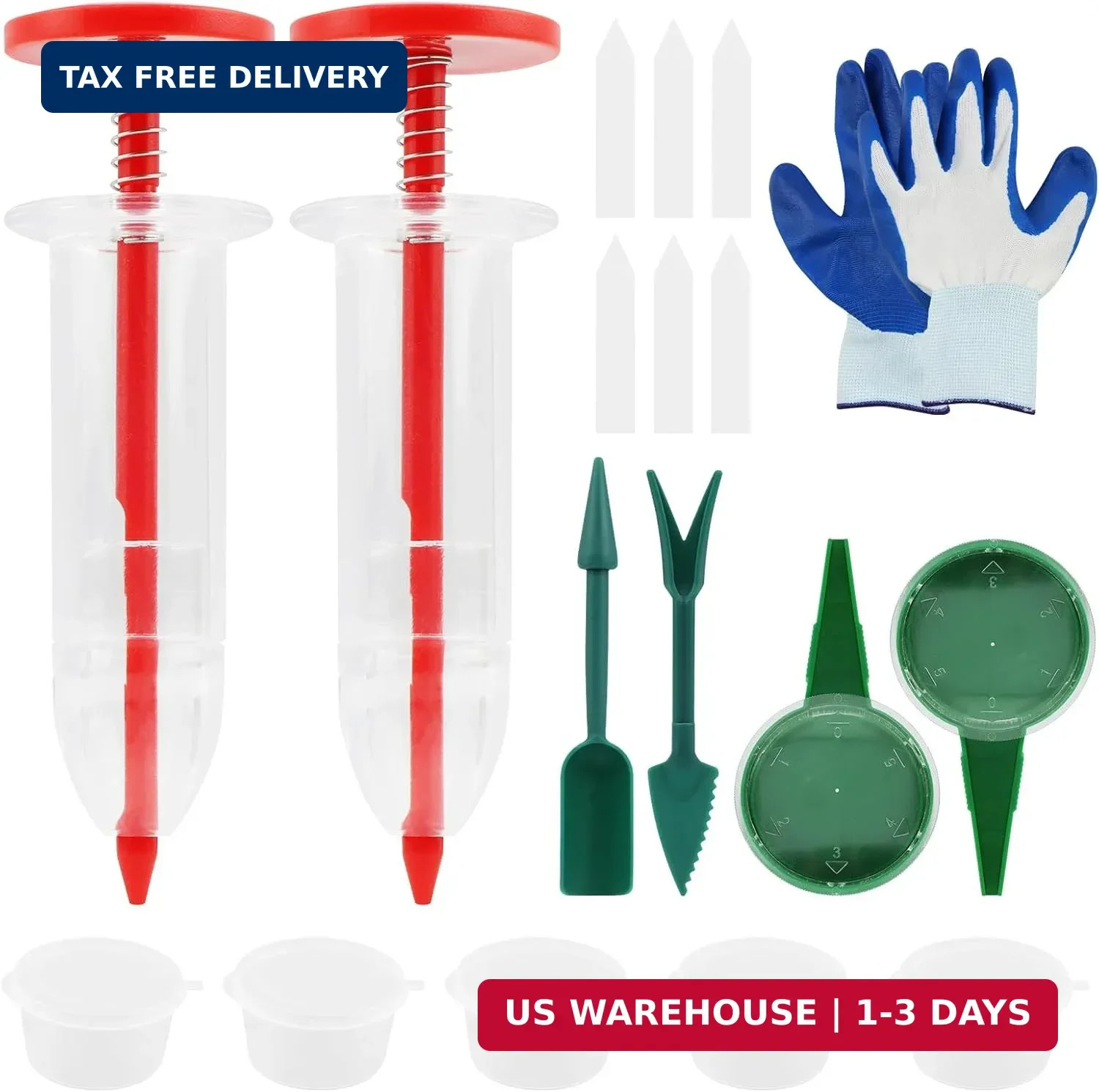 Seed Planter Tool Kit for Tiny Seeds, Hand Seed Dispenser Set with 2 Mini Seeder