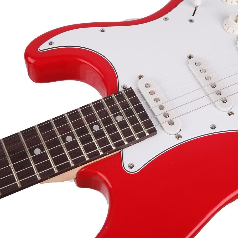 Solid Body Full-Size 39 Inch Electric Guitar Beginner Starter Bag Cable Red