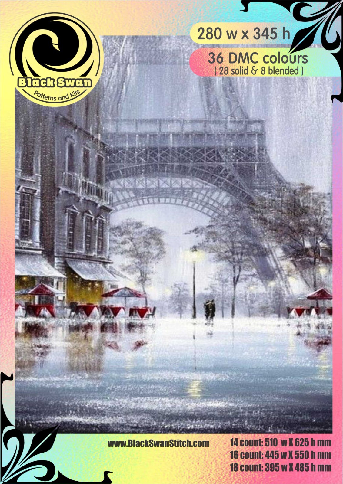 Rainy Paris 1329 Chart Counted Cross Stitch Pattern