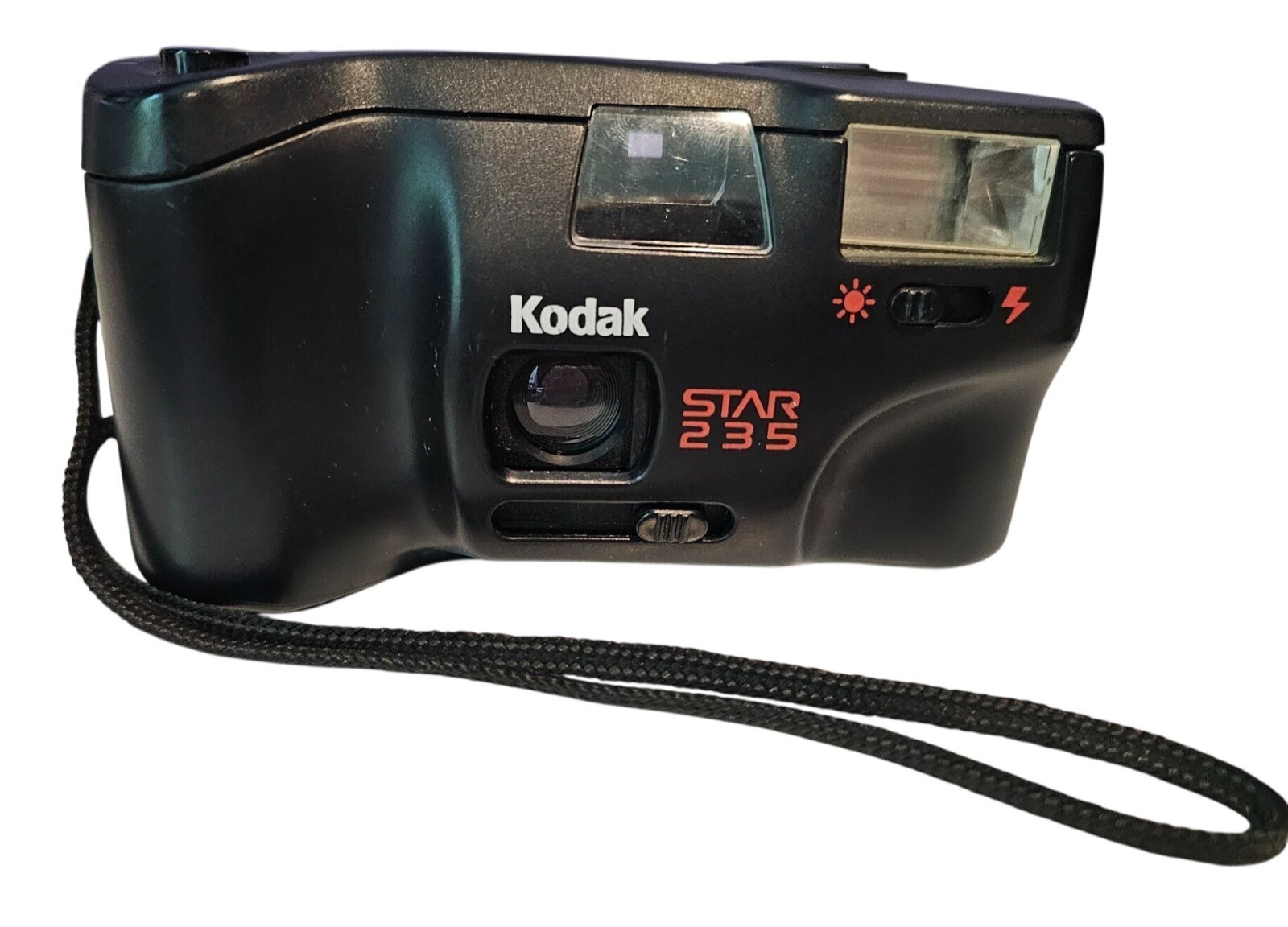 Kodak Star 235 Electronic Flash 35mm Film Camera Wrist Strap Black Untested
