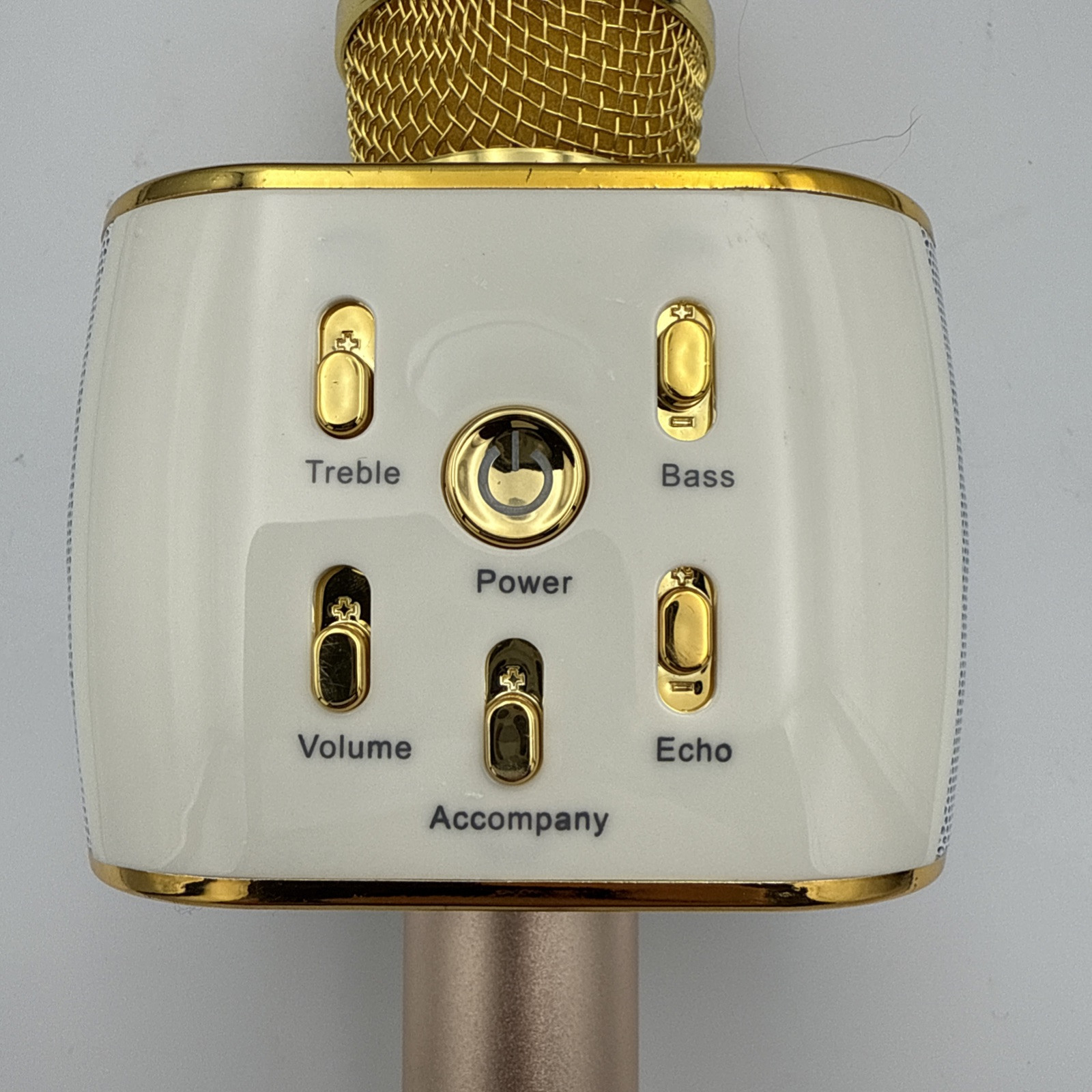 Funky Rico Karaoke Microphone Handheld Wireless Bluetooth w/Speaker Gold WORKING