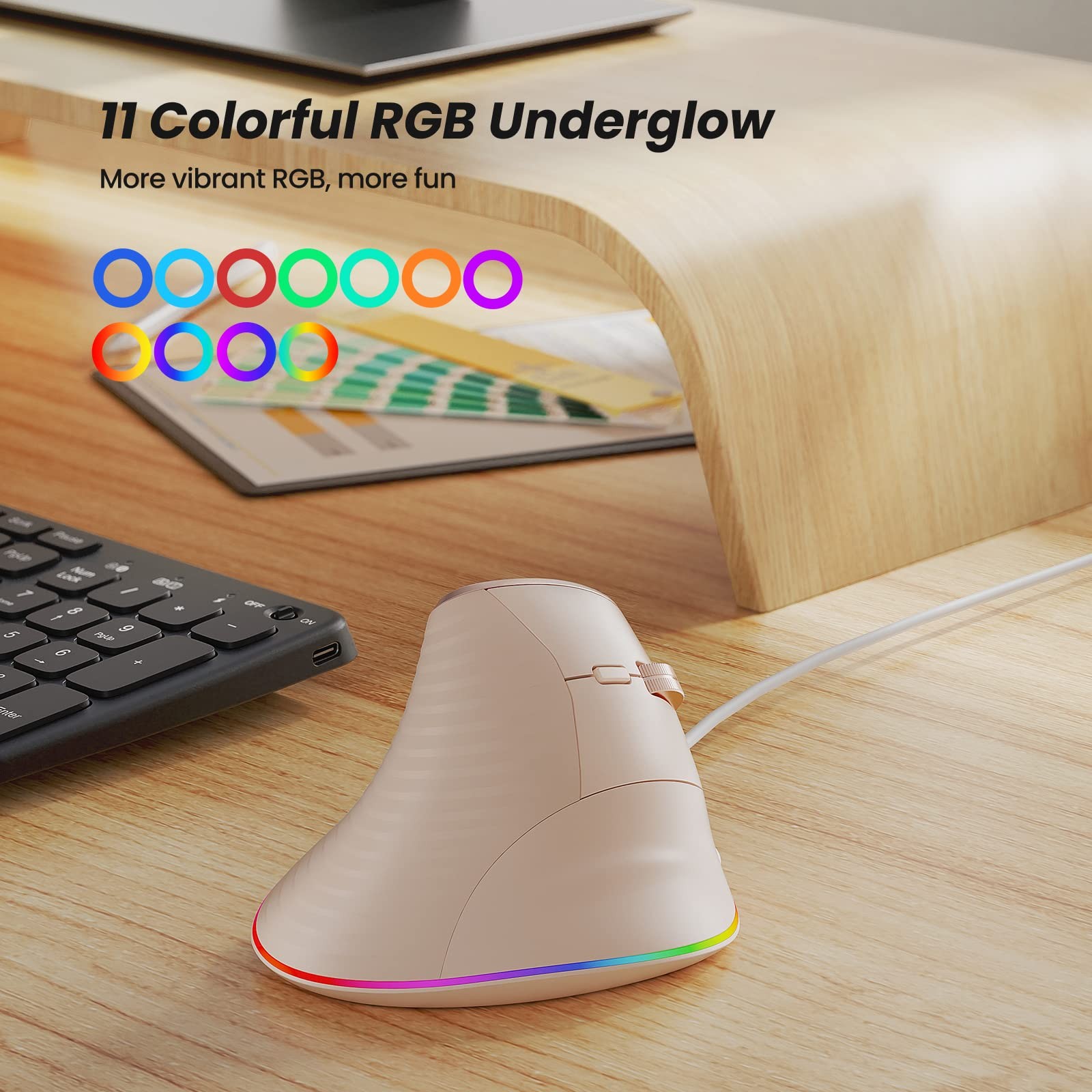 M504 Wired Vertical Mouse, USB Ergonomic Optical Mouse with 4 Adjustable DPI,...