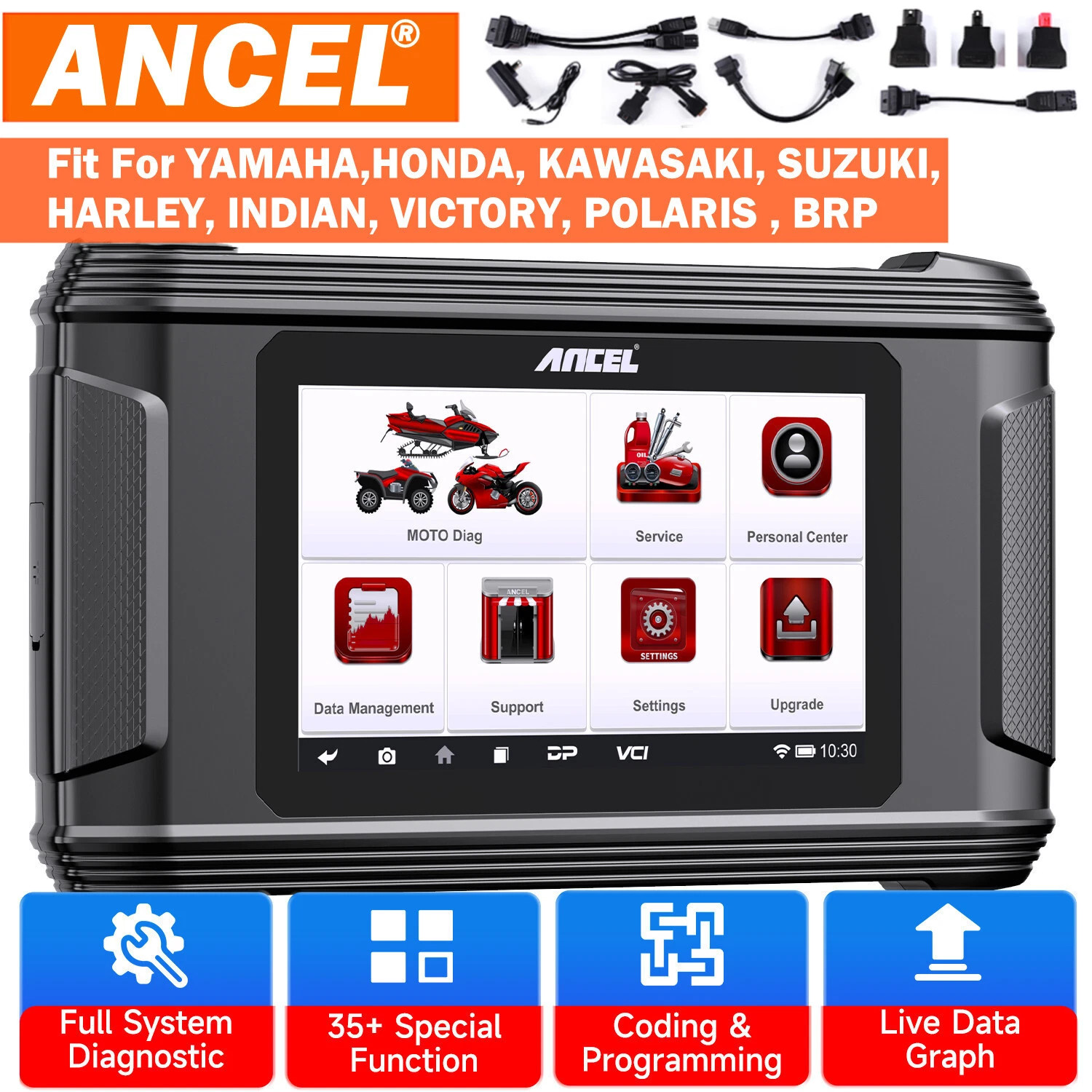 ANCEL MT500 PRO Motorcycle Diagnostic Tool OBD2 Scanner Code Reader ABS TPMS SRS