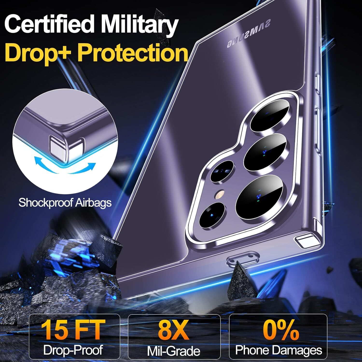 For Samsung Galaxy S24 Ultra 24 Plus Clear Shockproof Case Screen Lens Protector