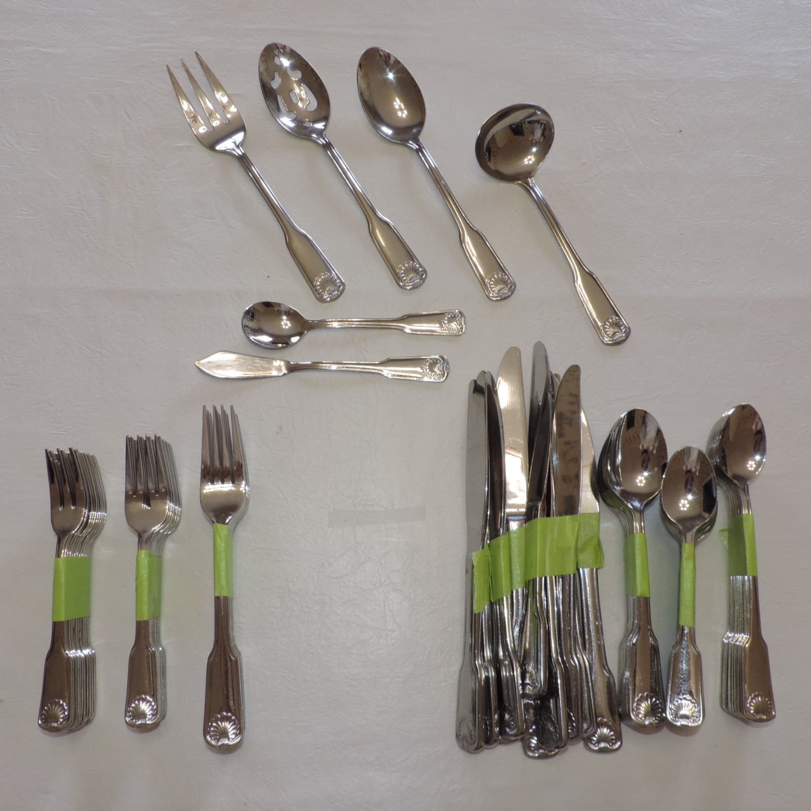 Cambridge SHELL Stainless Flatware 12 7-pc Place Settings + Serving 100 Pieces