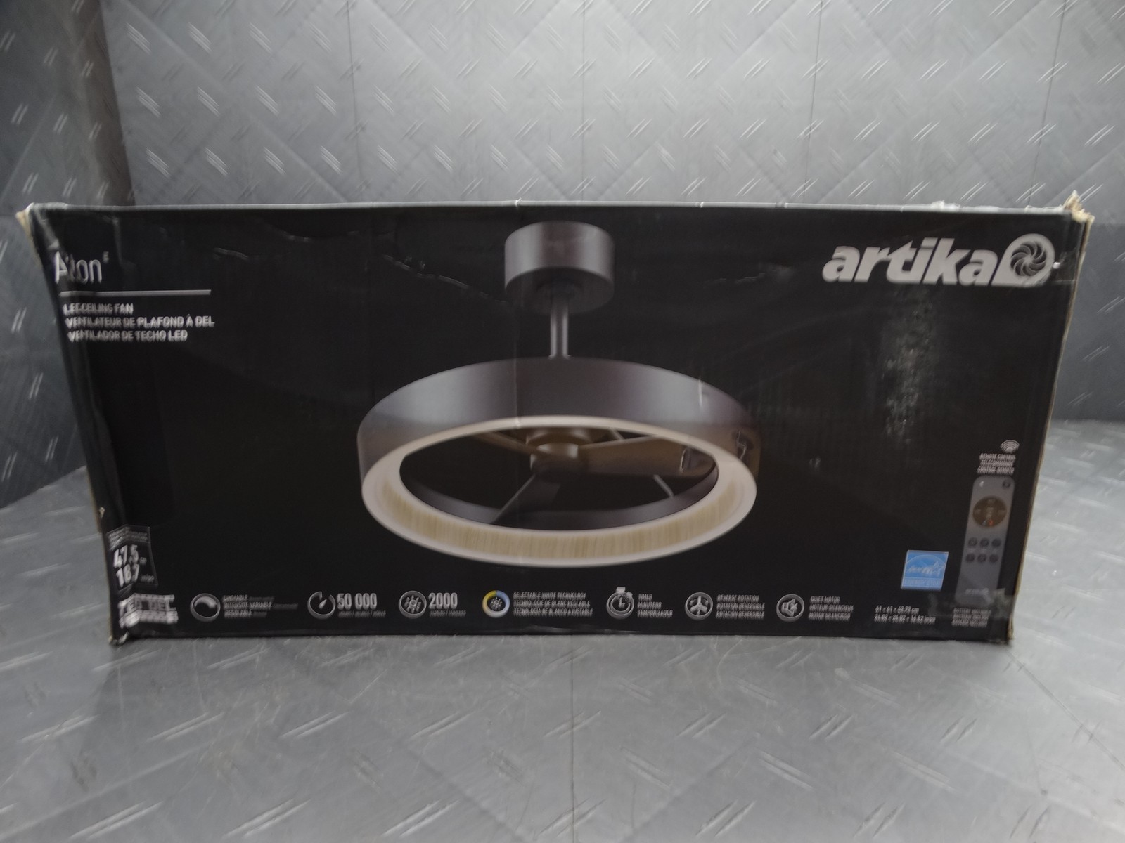 Artika Alton 18.7 in Black & Wood Downrod Mount Fandelier 8-Step CCT Ceiling Fan