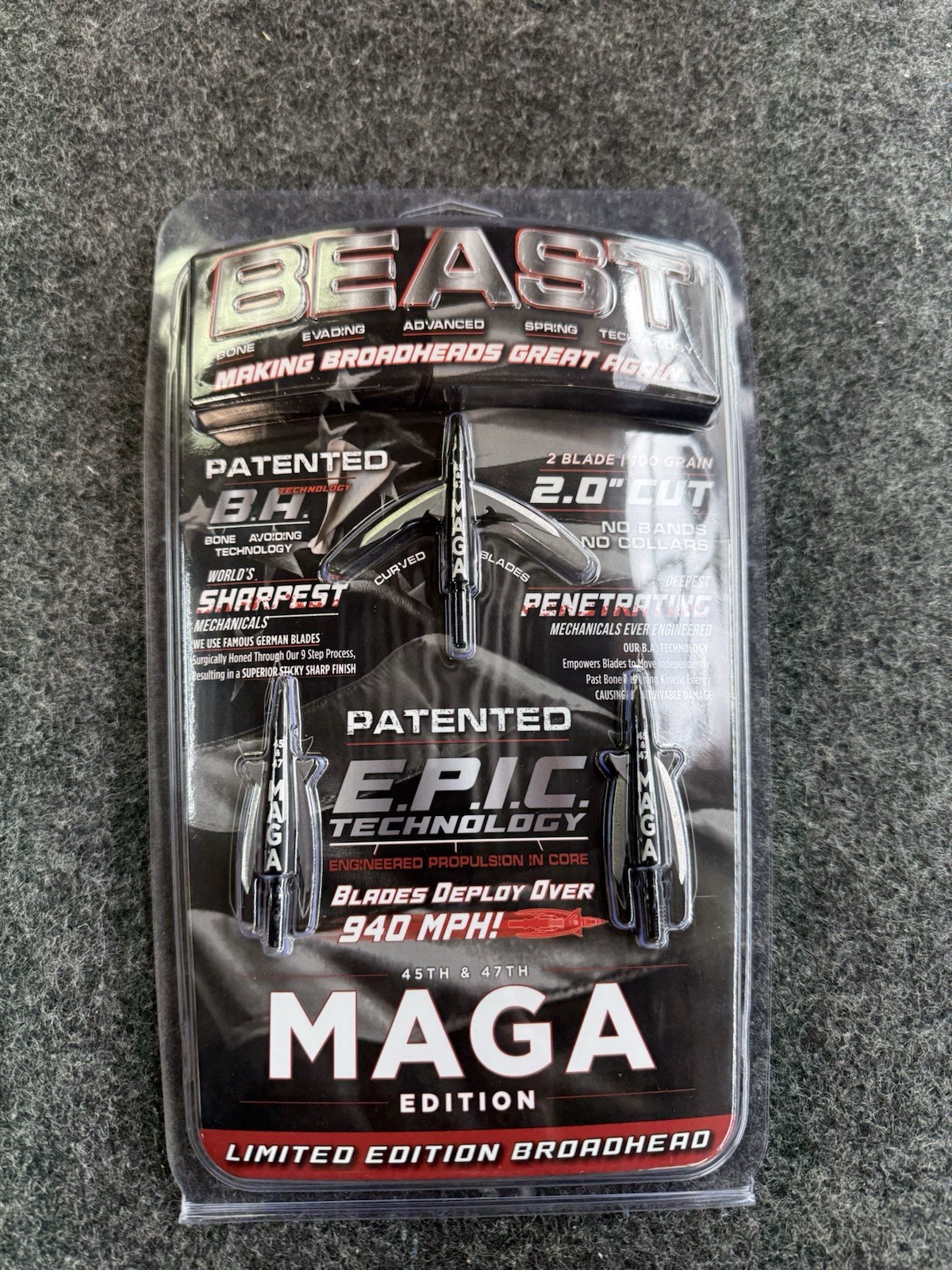 Beast Broadheads Special Edition MAGA 2 Blade 100gr 2.0" Cut 3 Pack BRAND NEW