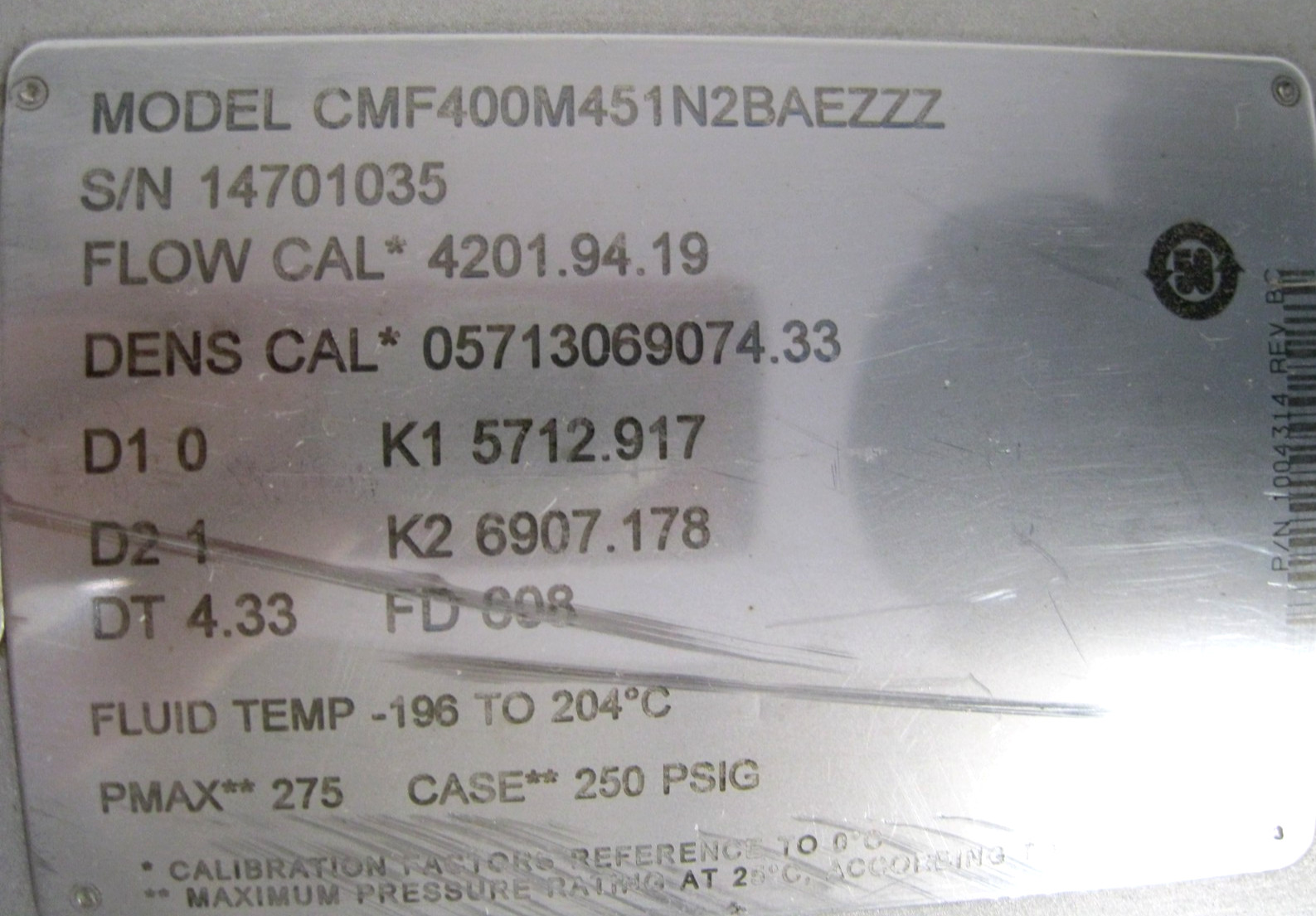 4" 150# Micro Motion CMF400 Sensor 800 Enhanced Core Processor CALIBRATED Z74