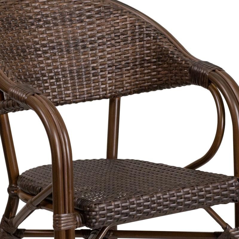 2 PACK All Weather Cocoa Rattan Outdoor Patio Dining Chair with Aluminum Frame