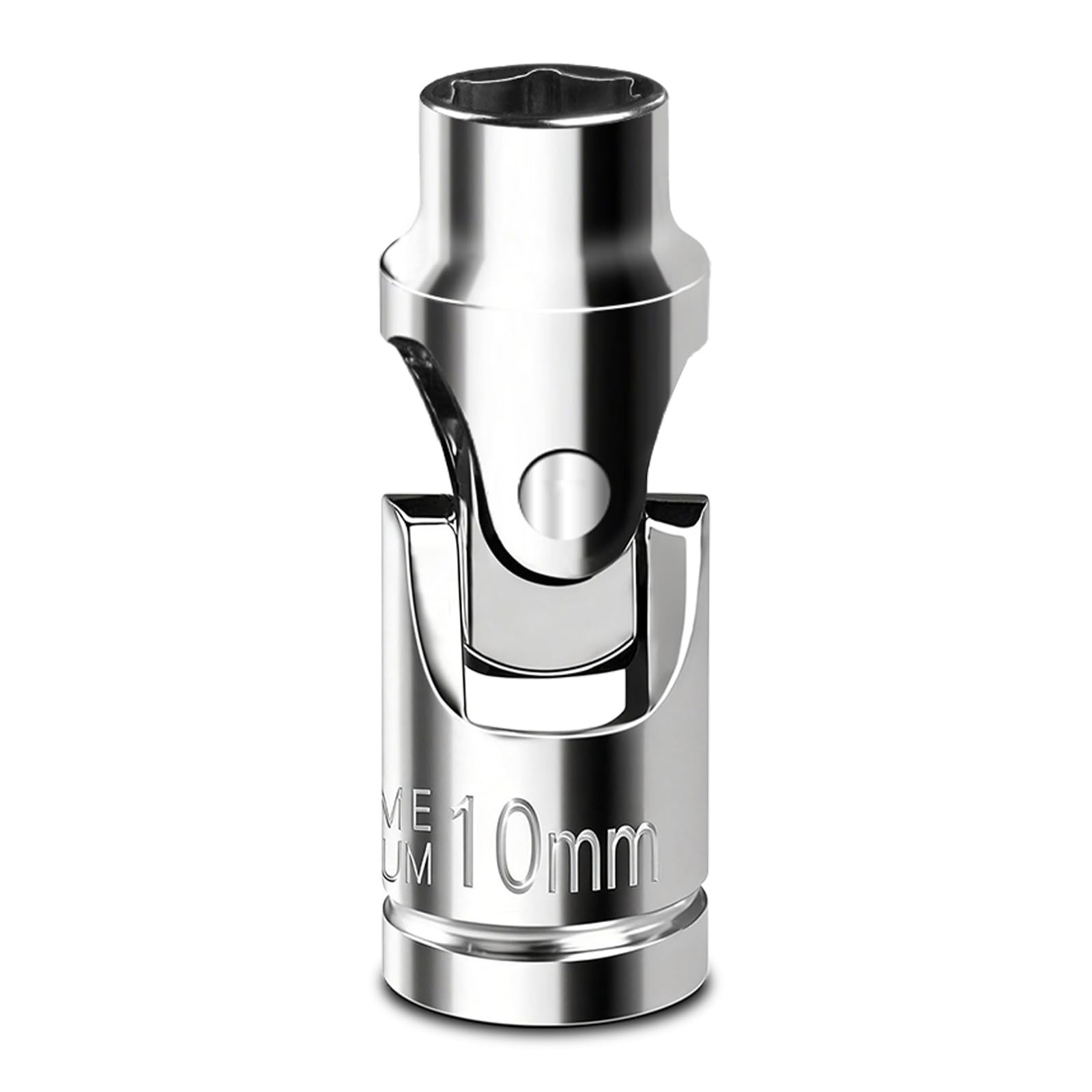 3/8" Drive 10mm Universal Joint Socket, 6 Point, Mirror Finish, Cr-V Steel