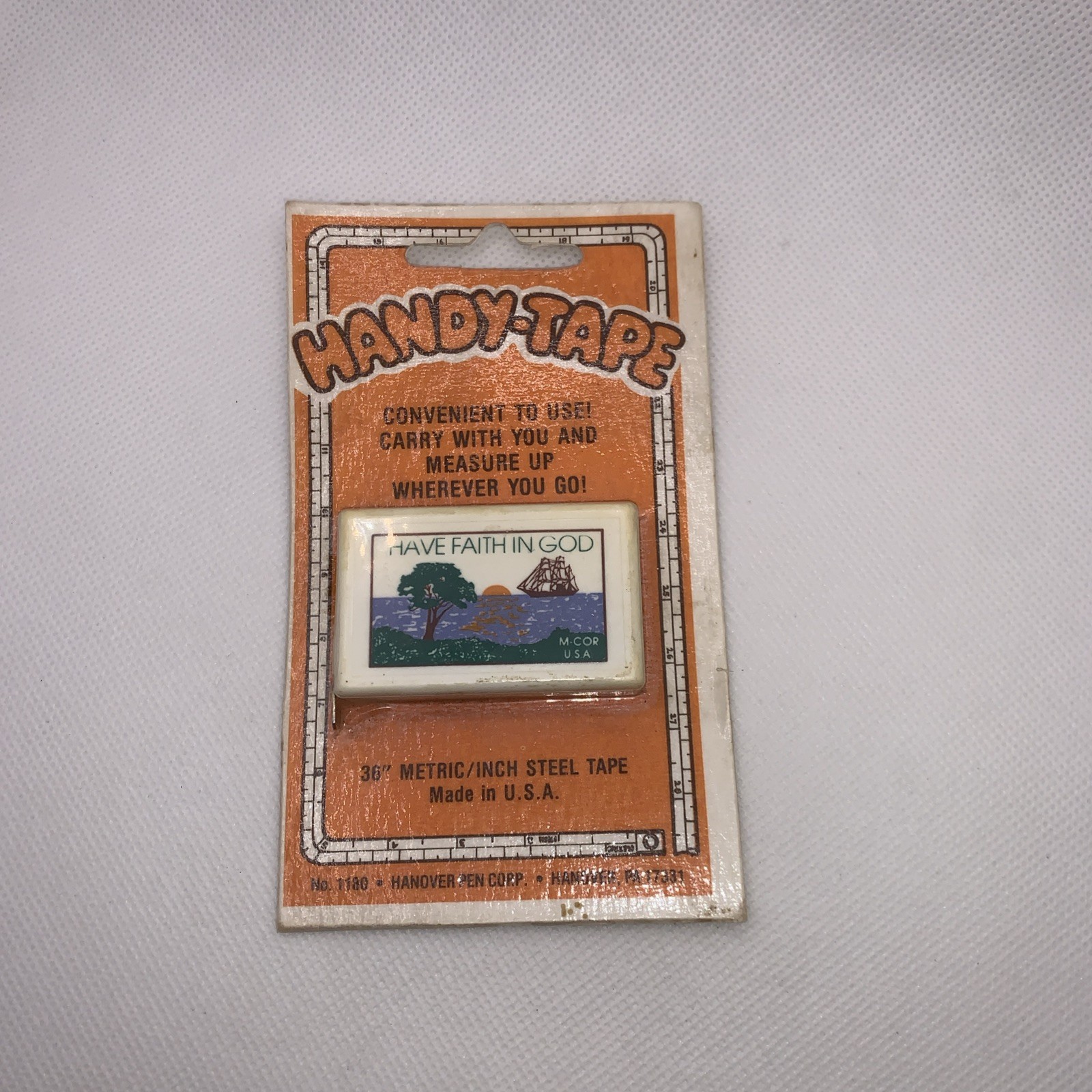Vtg Handy-Tape  Tape Measure 36” USA unused in package - Have Faith In God