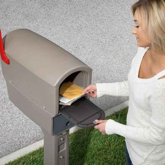 MailMaster Express Plus Mailbox Large Capacity Plastic Post Mount Mocha Finish