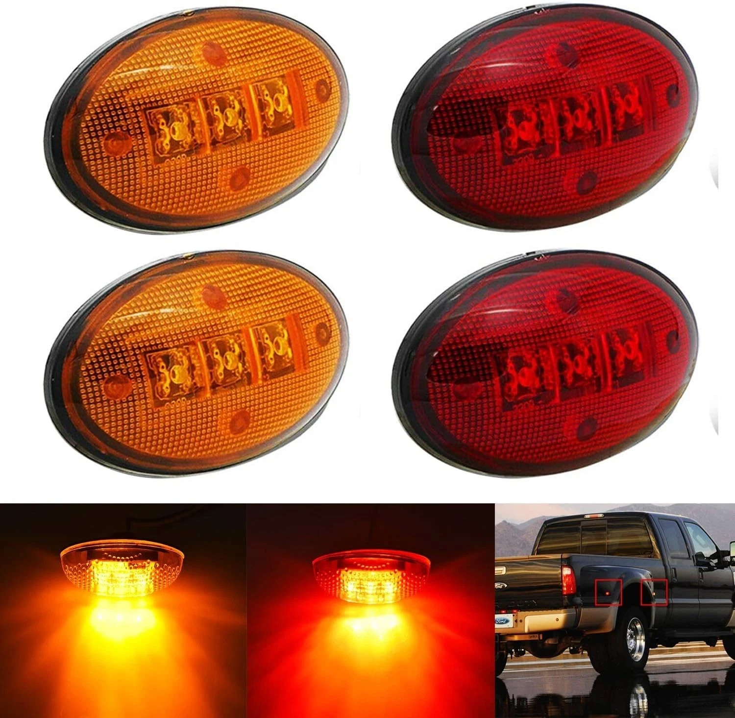 Dually Bed Fender Side Marker LED Lights For 1999-2020 F250 F350 F450 F550 A