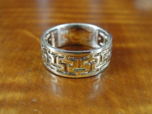 LCF signed Maze Like Pattern Band Sterling Silver 925 Ring Size 5 3/4
