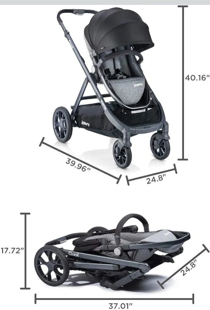 Joovy Qool Modular Stroller Grey Melange 8189 Single Double Triple Ready