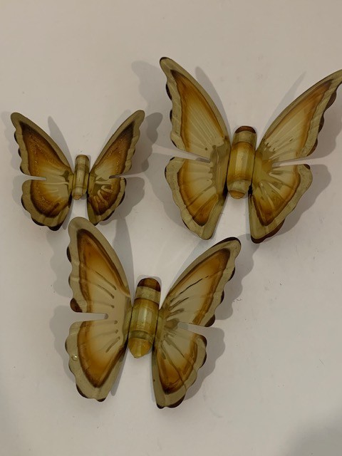 Home Interiors Butterfly Set Of 3 Brass Metal Wall Decor Vintage Hanging MCM