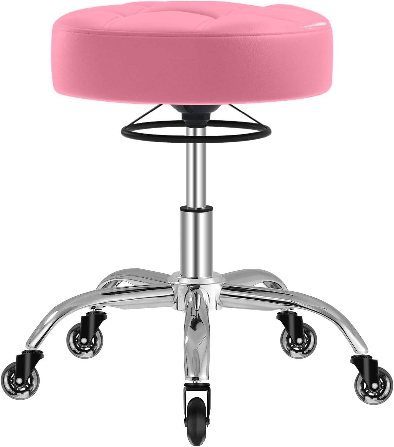 Rolling Stool Heavy Duty 400lb Super Soft Seat Cushion,360° Swive,Height