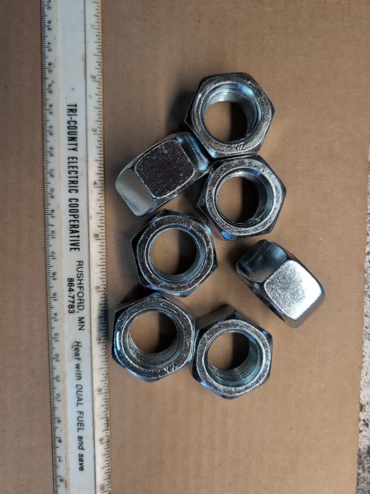 1"-8-TPI Grade 5 Hex Nuts Zinc  7 Pcs