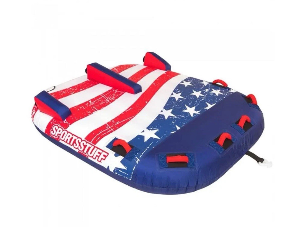 Sportsstuff Stars & Stripes 2 Rider Towable Inflatable Tube with Nylon Cover