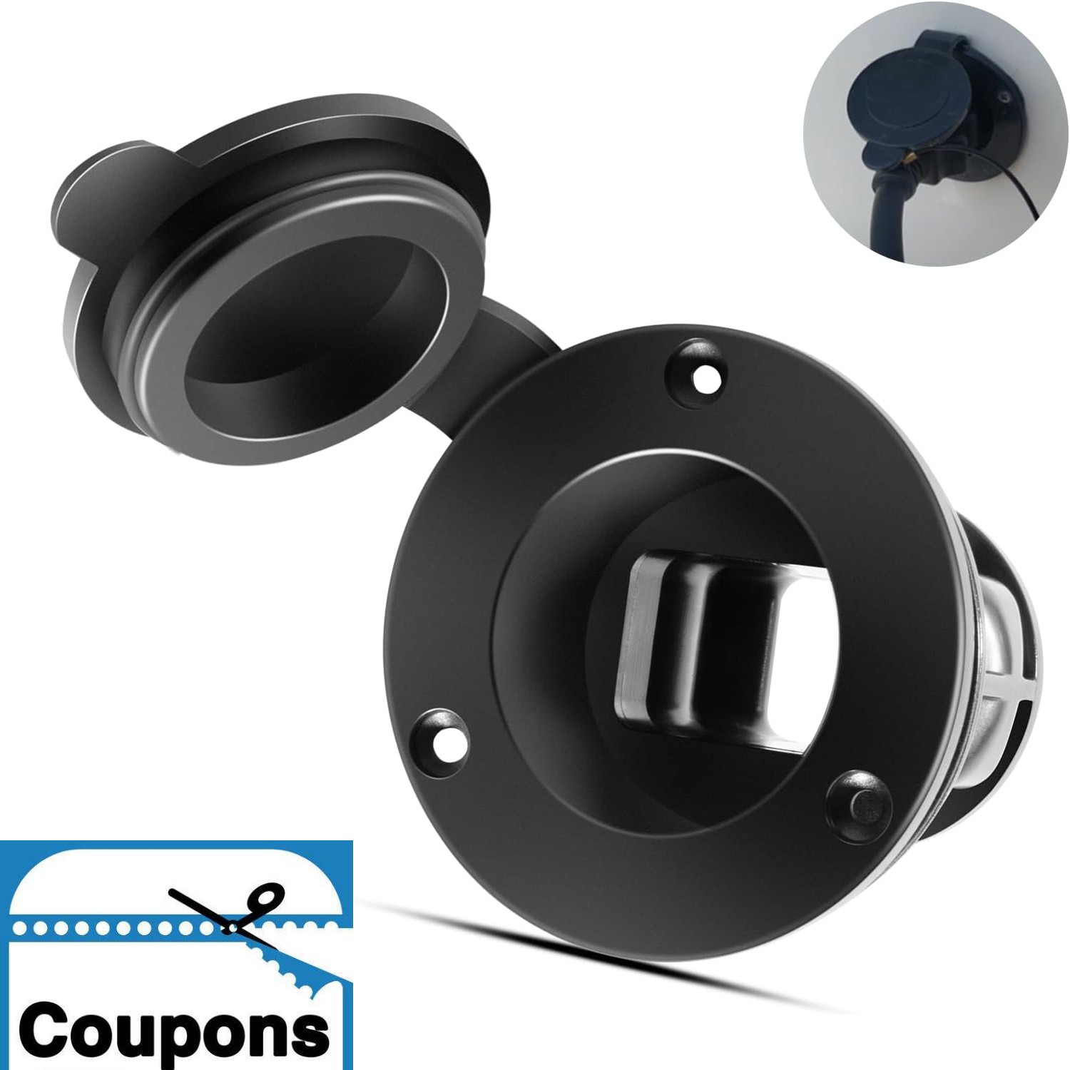 1903012 Flush Mount Power Port for Cannon Downriggers Power Cable Quick Connect