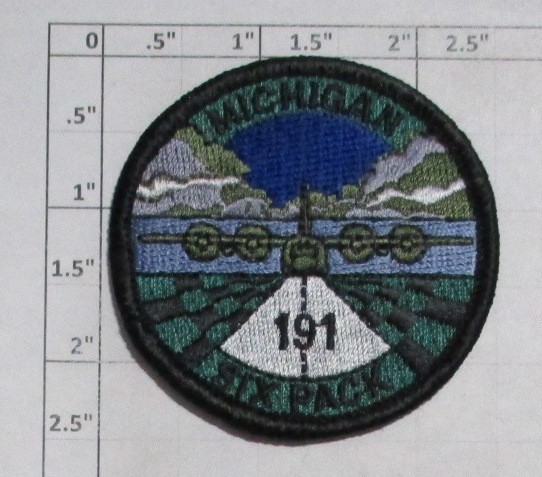 USAF MILITARY PATCH: #12495 191ST AIRLIFT SQUADRON MICHIGAN 6 PACK C-130