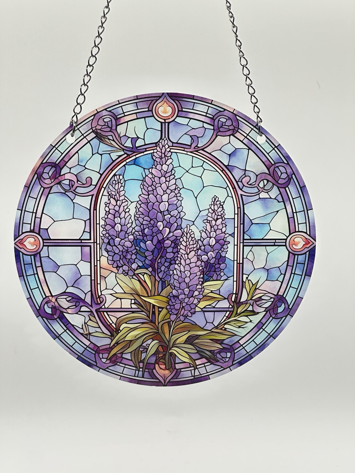 LILAC ACRYLIC FLAT 2-D Hanging Suncatcher EMBOSSED DESIGN Vibrant Colors