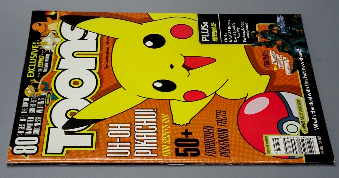 Vintage Toons The Animation Magazine w/Uh-Oh Pikachu Cover-Winter 1999 Used