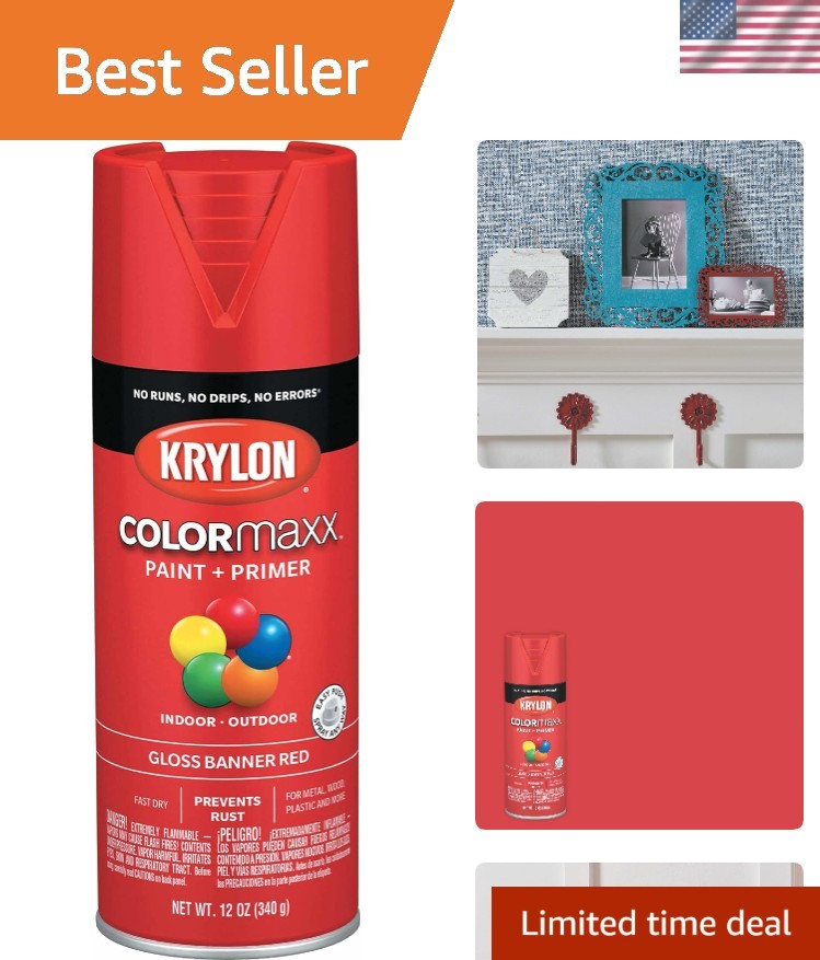 Glossy Banner Red Acrylic Spray Paint & Primer - 12 oz Can for DIY Projects