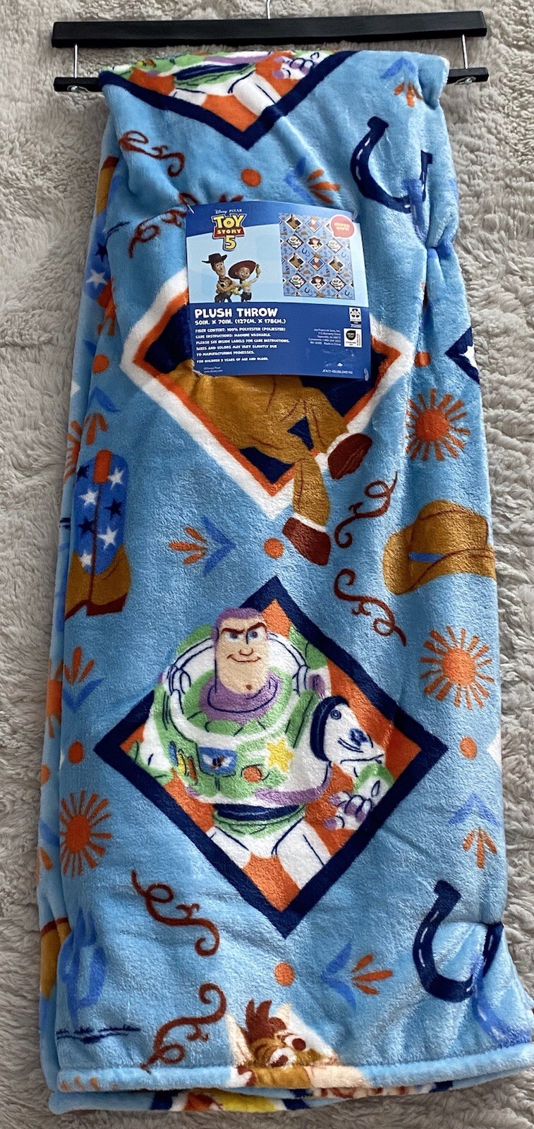 Disney Toy Story 5 Throw Blanket Woody Jessie Buzz Lightyear Bullseye 50” X 70”