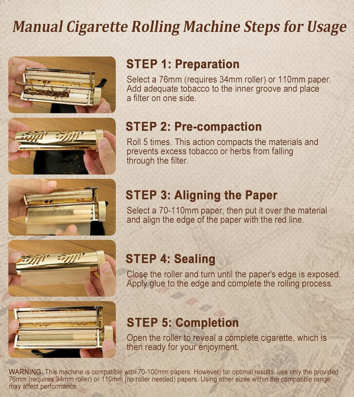 Cigarette Rolling Machine & Blunt Roller for 70-110mm Papers - Perfect for Parti