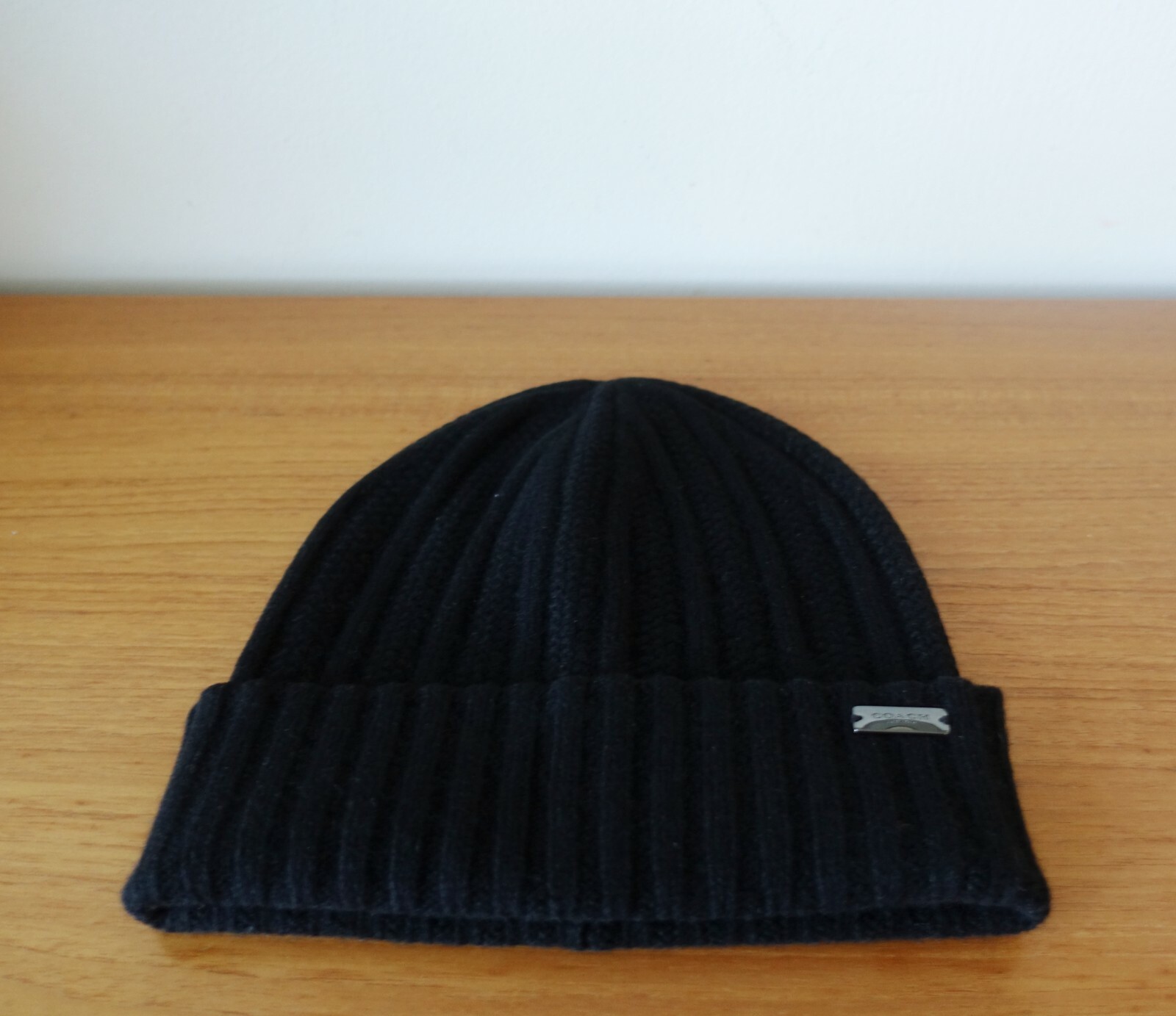 COACH CASHMERE SEED STITCH KNIT HAT IN BLACK