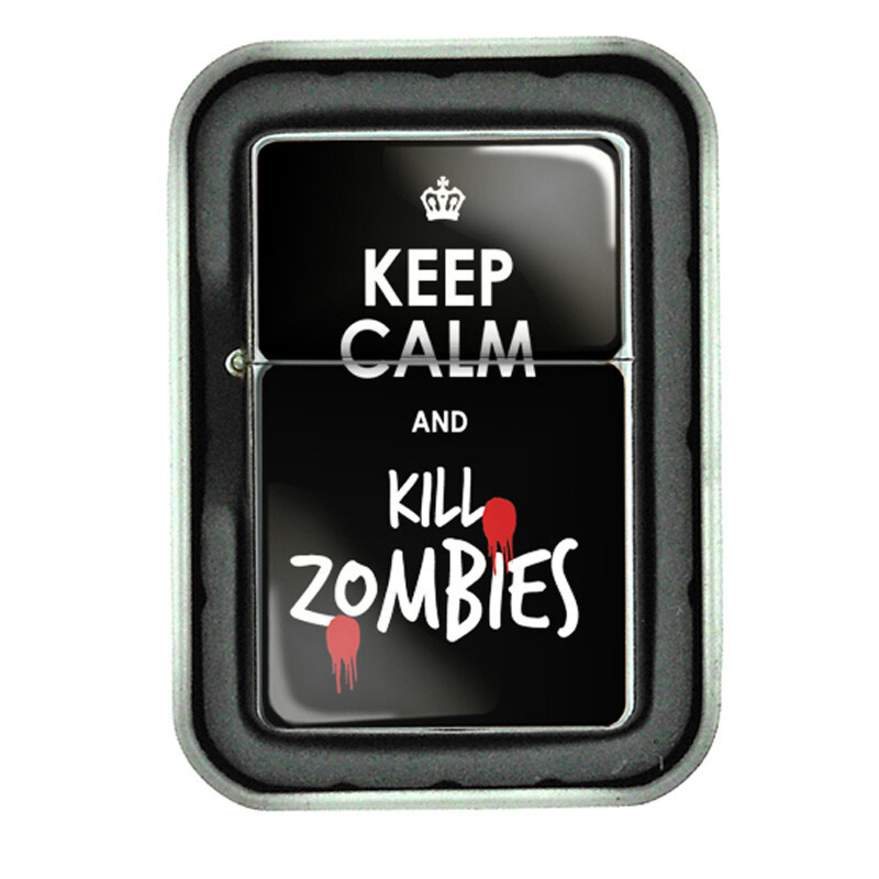 Keep Calm D21 Flip Top Oil Lighter Windproof