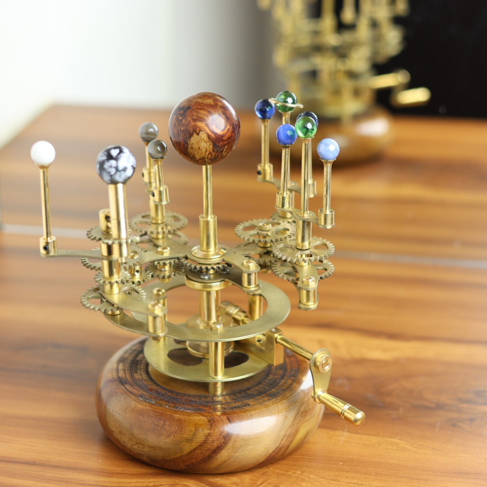 Luxury Decor Piece for Book Shelves Brass and Steel Orrery