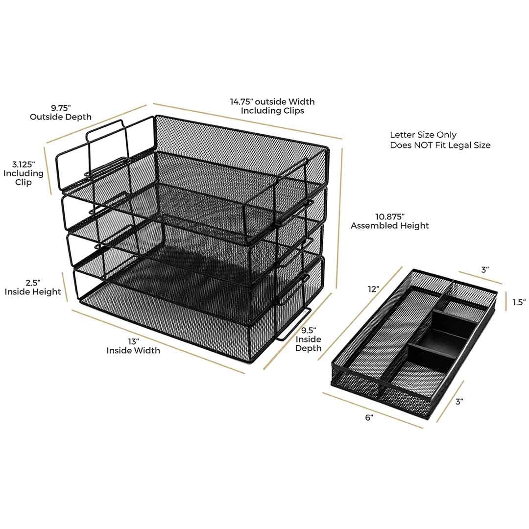 Desk Organizers and Accessories Stackable Paper Tray - 4 Tier Stackable