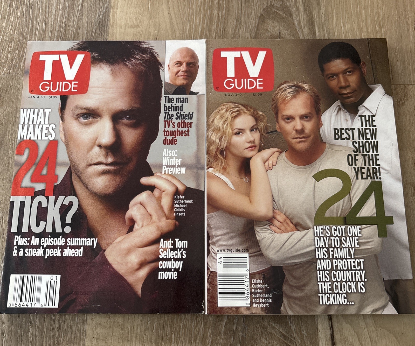 Kiefer Sutherland TV Guide Magazine Jan. 4-10, 2003 & November 3-9, 2001 VG