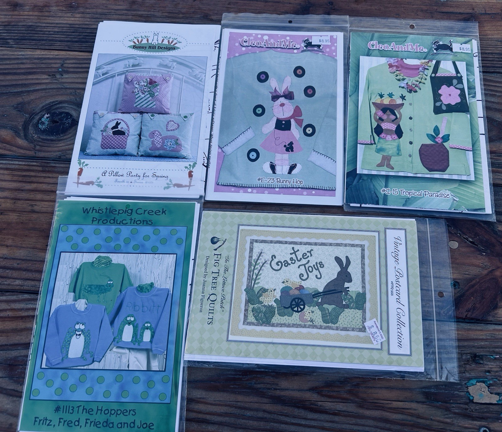 Lot Of 5 Applique Patterns Bunny Hill Designs Cleoandme Whistlepig Creek