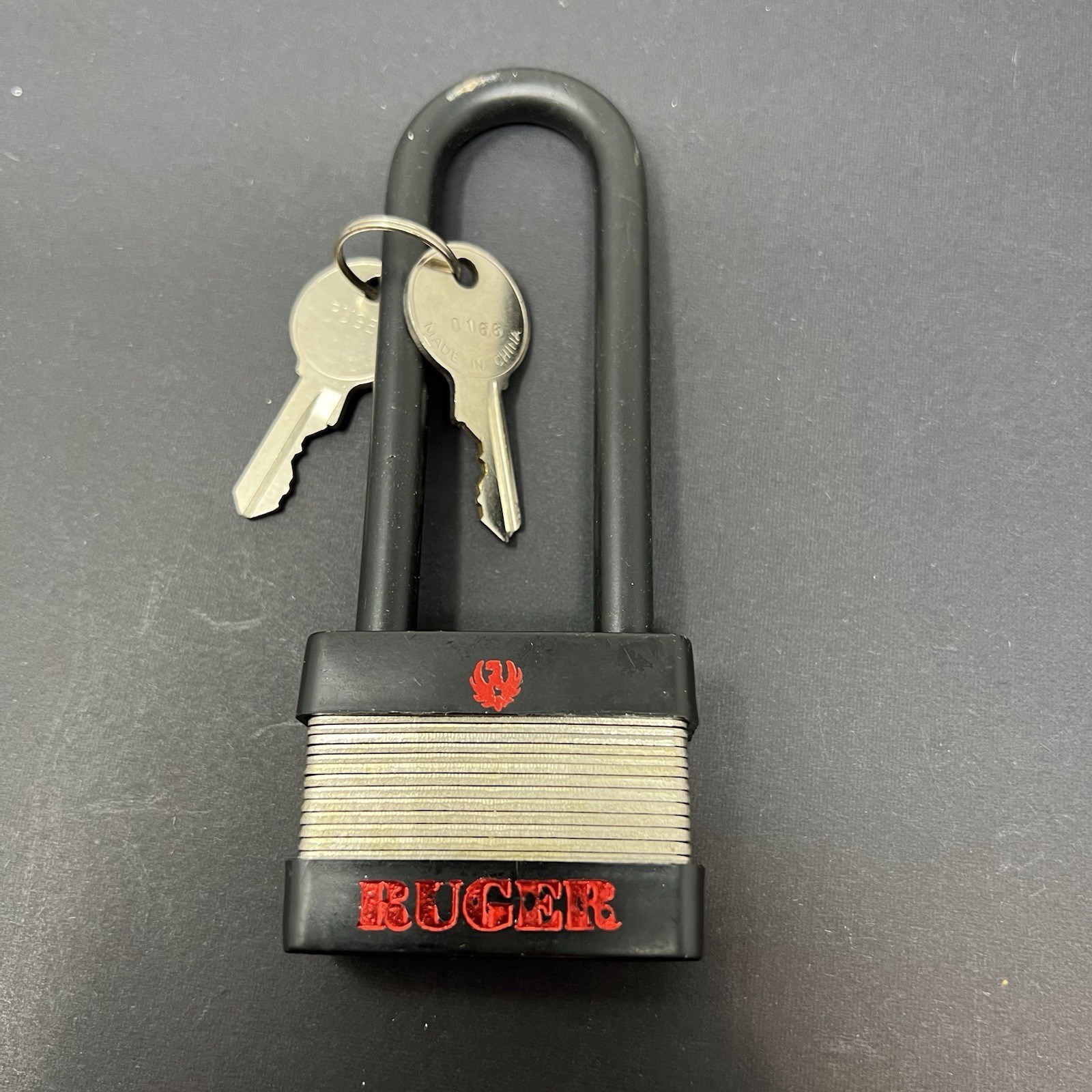 Ruger Factory Gun Lock 5 Inches Long Includes 2 Keys - Black With Red Letters