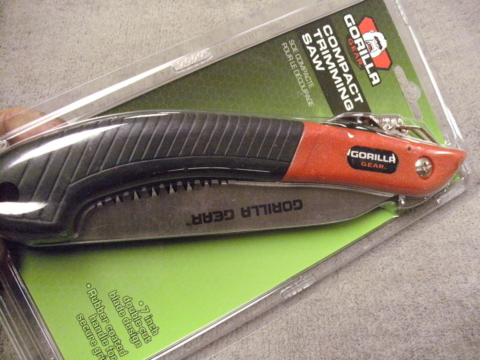 Gorilla Gear Compact Trimming Saw , 7" Double Cut Blade, Rubber Coated Handle