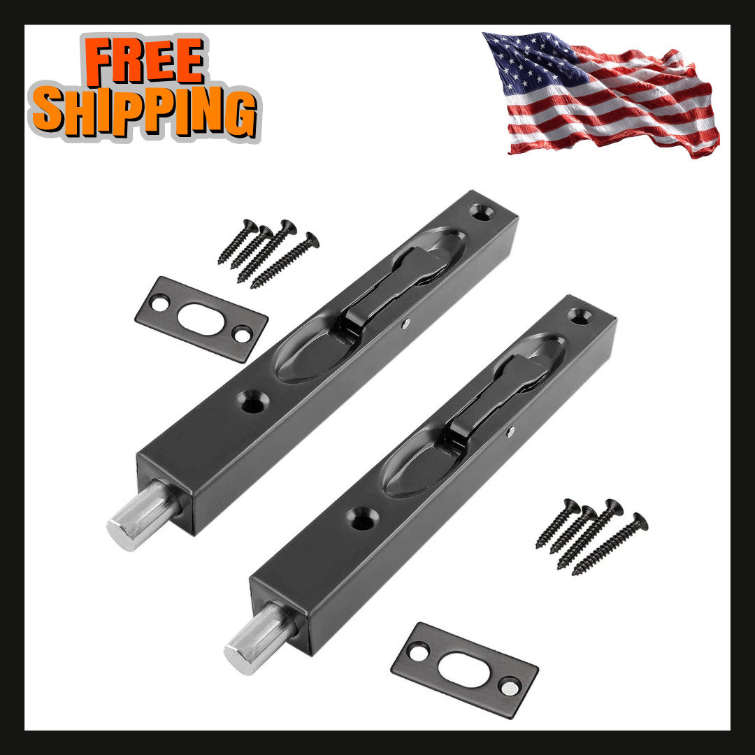 Security Door Bolt Latch Double Lever Action Flush French Slide 2Pk 6“ Stainless