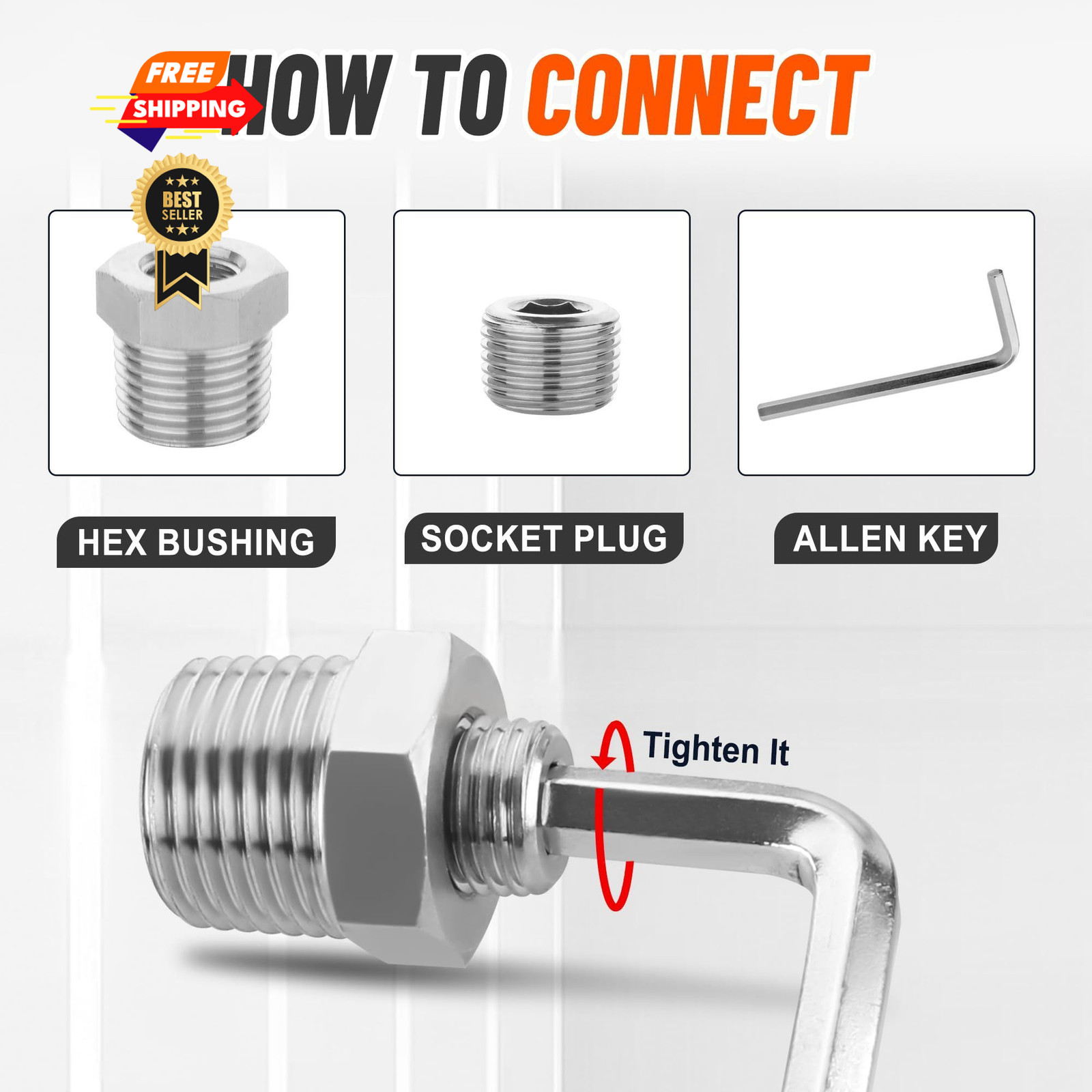 Ailbiuko 20 Pcs 304 Stainless Steel Pipe Plug Fitting Assortment Socket