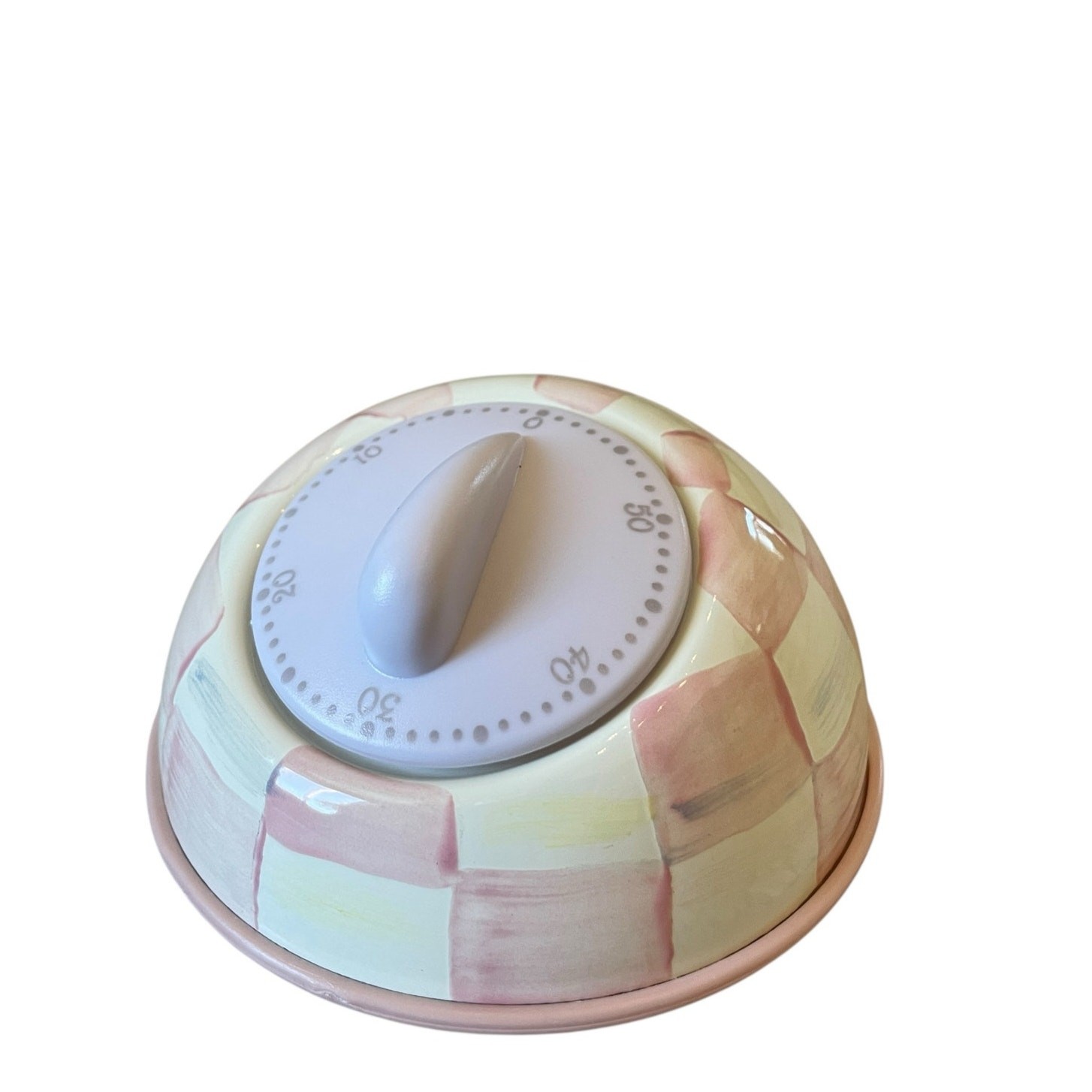Mackenzie-Childs Rosy Check Kitchen Timer Pink & White NEW