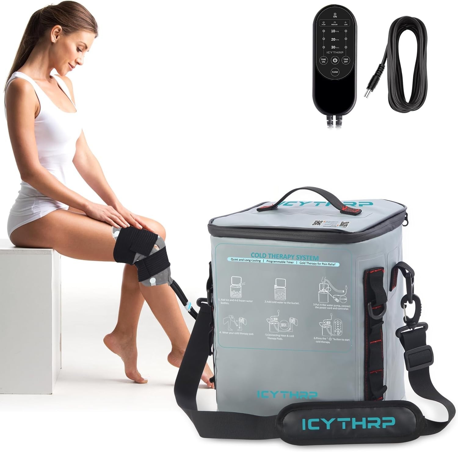 ICYTHRP COLD THERAPY MACHINE,PROGRAMMABLE TIMER, PORTABLE ICE MACHINE OPEN BOX